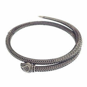 Gucci Garden Snake Bangle for Men, SV925, 45.7g, Silver, Snake, 577283 J8400 0811