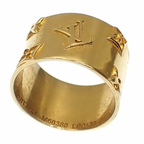 Louis Vuitton Berg Tube Nanogram Ring, Men's, GP, Size 16, M68388, Gold