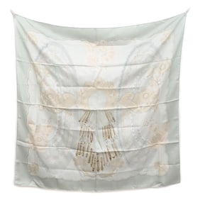 Hermes Carré 90 Scarf, Women's Silk, Green Multicolor, Fairy Fingers