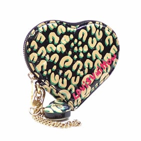 Louis Vuitton Vernis Leopard Coin Case, Porte Monnaie Coeur, Women's, M91472, Blue Infini,