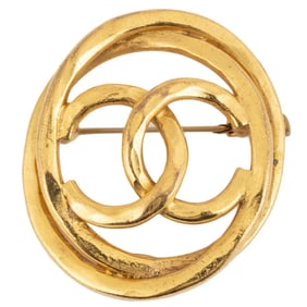 Chanel Coco Brooch Oval 28 Gold Women's Mark CHANEL