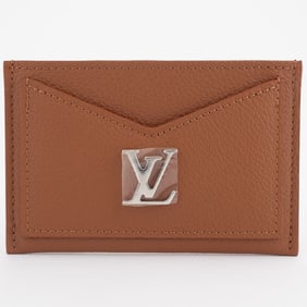 Louis Vuitton Card Case Porte Carte Lock Me M68611 Taurillon Leather Caramel Women's LOUIS VUITTON