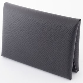 Hermes Calviduo Coin Card Case Mini Wallet Epson Black Men's Business Holder Purse HERMES