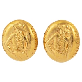 CHANEL Coco Chanel Earrings Mademoiselle Gold Women's Oval