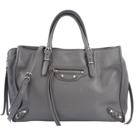 Balenciaga Paper Mini Handbag 370926 DLQ0N Leather Dark Grey Women's BALENCIAGA