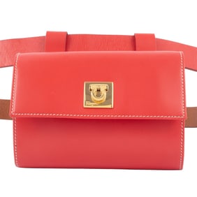 Salvatore Ferragamo Gancini waist pouch, body bag, leather, red, for women