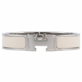 Hermes Enamel Bracelet Click H H70000 1FP85PM Metal Crème Silver Women's HERMES