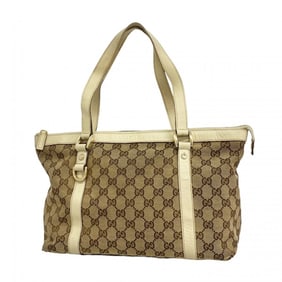 Gucci Tote Bag GG Canvas 141470 Brown Beige Champagne Women's