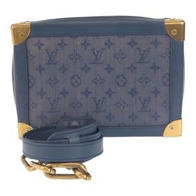 LOUIS VUITTON Monogram Denim Soft Trunk Navy with Gold Hardware, Canvas and Leather, M44723, Men's