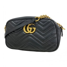 Gucci GG Marmont Shoulder Bag 447632 Leather Black Women's