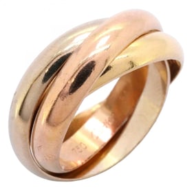 Cartier Trinity Ring, Classic Model, 18K Yellow Gold, White Pink #54, Women's