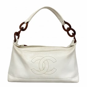 Chanel Shoulder Bag Caviar Skin White Women's P1982010
