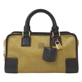 LOEWE Amazona 28 Suede Handbag for Women, Beige/Brown