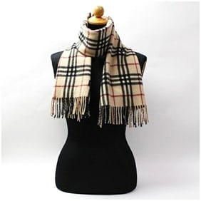 Burberry Cashmere Scarf, Beige x Check, 132 31 cm, Men's and Women's