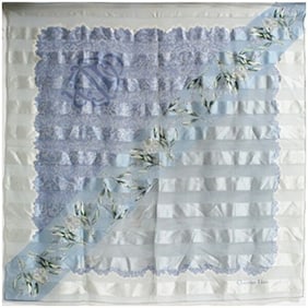 Christian Dior Silk Scarf/Muffler Light Blue Women's