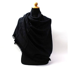 Louis Vuitton Silk and Wool Large Stole 400505 Black Monogram LOUIS VUITTON Women's LV