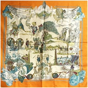 Hermes Hermès Scarf/Muffler Carré 90 "Au Fil de la SOIE" Silk Fleece for Women