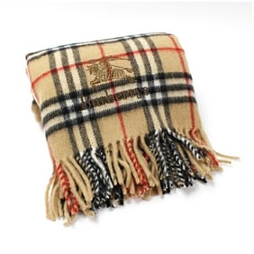 Burberry wool throw, camel and check, 65 x 124 cm, for men women