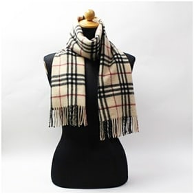 Burberry Cashmere Scarf, Beige x Check, 142 31 cm, Men's and Women's