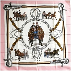 Hermes Silk Scarf Muffler Carré 90 EQUIPAGES Horse-Drawn Carriage HERMES Women's