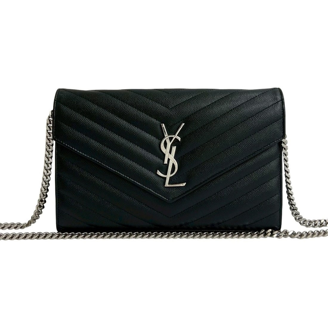 Yves Saint Laurent SAINT LAURENT PARIS YSL logo hardware leather chain shoulder bag pochette black: --- Catalog ---Category: SizeSize (HxWxD): 14.5cm x 22cm x 2.5cm / 5.7'' x 8.66'' x 0.98''Category: DesignType: Pochette, Shoulder bagColor: BlackGender: WomenMaterial: Leather Category: GeneralBrand: