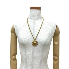 CHANEL Coco Mark Motif GP Necklace Pendant Gold 76788