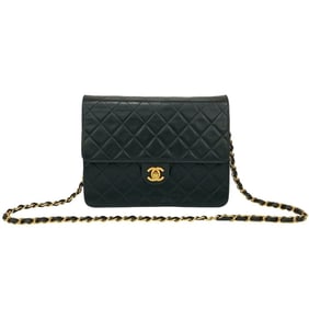 CHANEL Mini Matelasse Coco Mark Lambskin Leather Chain Shoulder Bag, Black, 74221