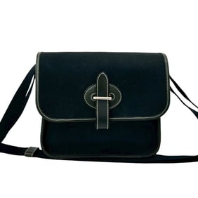 HERMES Buenaventura PM Toile Officier Leather Mini Shoulder Bag/Pochette in Black 30823