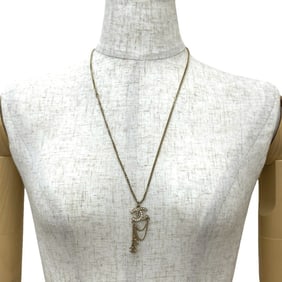 CHANEL Coco Mark GP Rhinestone and Faux Pearl Necklace in Gold, Pink, White (79634)