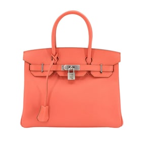 Hermes Hermès Birkin 30 Epson Flamingo Handbag with Q Stamp and Silver Hardware