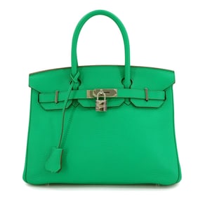 Hermes Hermès Birkin 30 Taurillon Clemence Mint Handbag with P Stamp and Silver Hardware