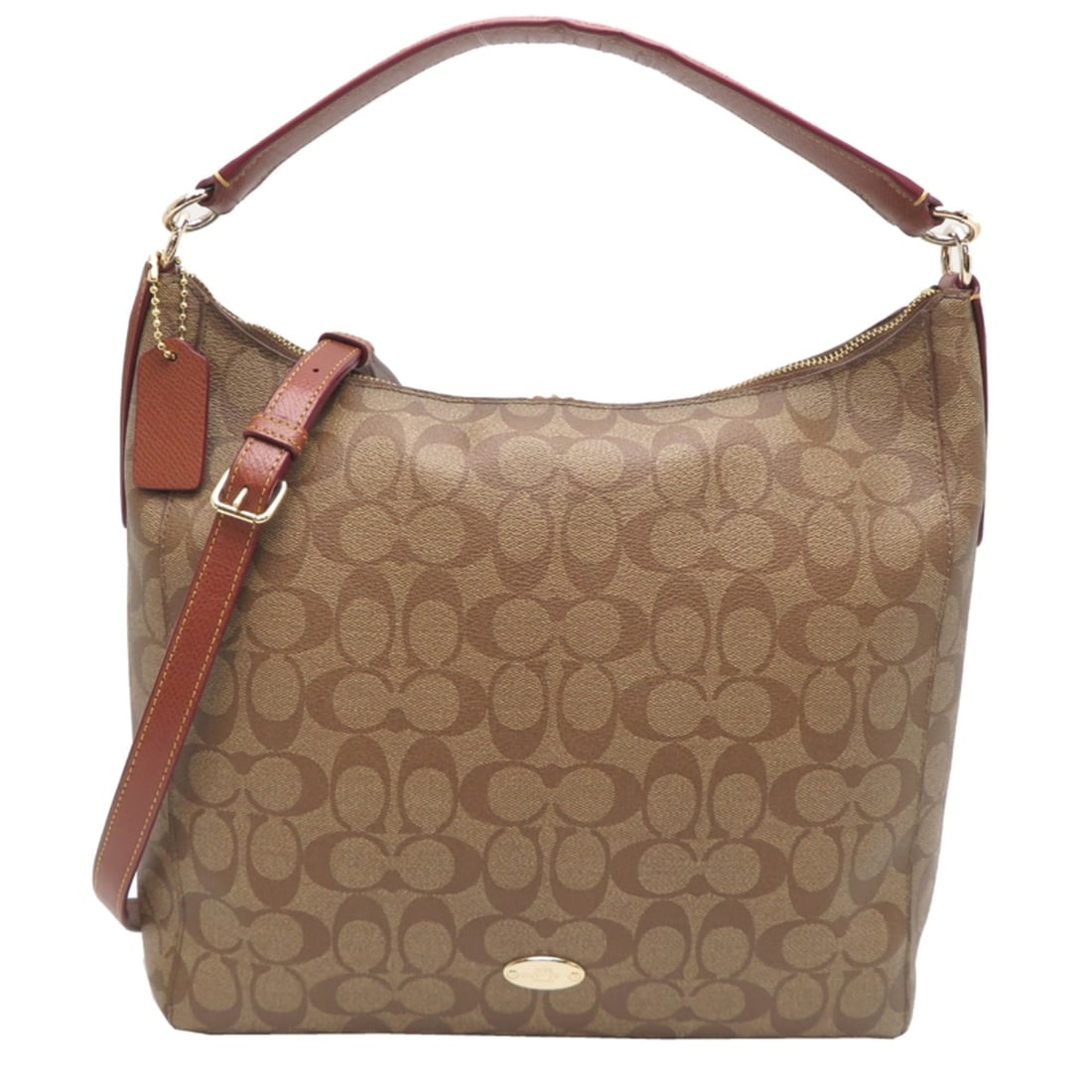 Coach Signature 2-Way Bag, Women's Handbag, F34910, PVC, Brown: --- Catalog ---Category: SizeSize (HxWxD): 32cm x 30cm x 10cm / 12.59'' x 11.81'' x 3.93''Category: DesignType: HandbagColor: BrownGender: WomenMaterial: PVC Category: GeneralMPN: F34910Brand: CoachCo