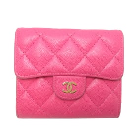 Chanel Classic Small Flap Wallet, Women's Tri-fold Wallet AP0231, Caviar Leather, Pink