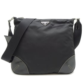 Prada Tessuto Shoulder Bag (BT0326) in Black Nylon (with a tear at the base of shoulder strap) for