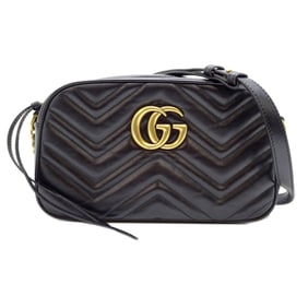 Gucci GG Marmont Women's Shoulder Bag 447632 Leather Black