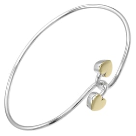 Tiffany & Co. Double Heart Bracelet, 925 Silver x 18K Yellow Gold, Approx. 8.5g, Women's