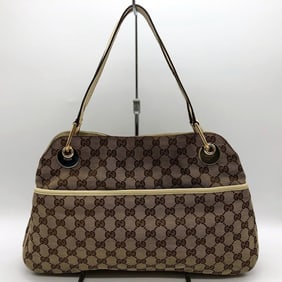 GUCCI 121023 GG Canvas Tote Bag, Handbag, Leather, Beige, for Men and Women