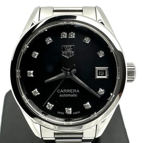 TAG HEUER Carrera Caliber 9 Automatic Watch with Date Display, 12 Diamonds, WAR2413.BA0776,