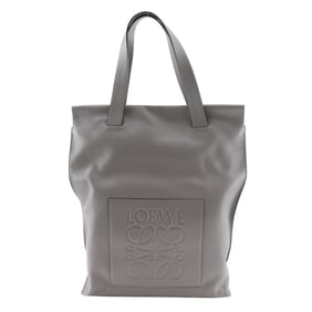 LOEWE Shopper Tote Bag Anagram Lambskin Gray Shoulder A4 Zipper Unisex