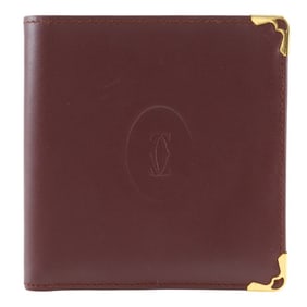 Cartier Must Line Bifold Wallet Calfskin Bordeaux Open Men's