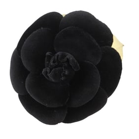 CHANEL Camellia Brooch, Velvet, Black, Approx. 8g, Camelia, Women's