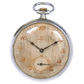 OMEGA *Junk pocket watch stainless steel hand-wound small second gold dial *As-Is Item unisex
