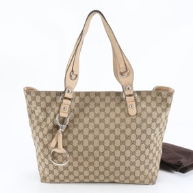 Gucci GG Canvas Icon Bit 229852 Leather Tote Bag Shoulder Handbag Women's