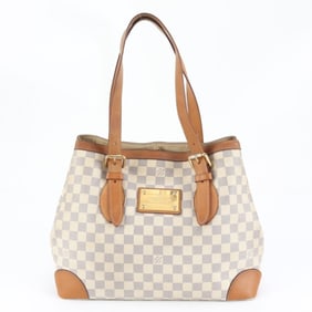 Louis Vuitton Damier Azur Hampstead MM N51206 Leather Tote Bag Shoulder Handbag Women's