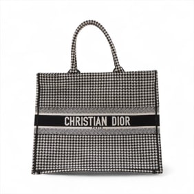 Christian Dior Book Tote Macro Houndstooth Embroidery Bag for Women