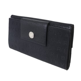 BVLGARI Mania Tri-fold Long Wallet in Black Jacquard and Leather