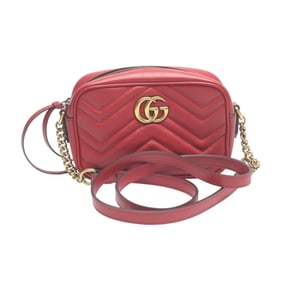 Gucci Matelasse GG Marmont Leather Shoulder Bag 448065 Red
