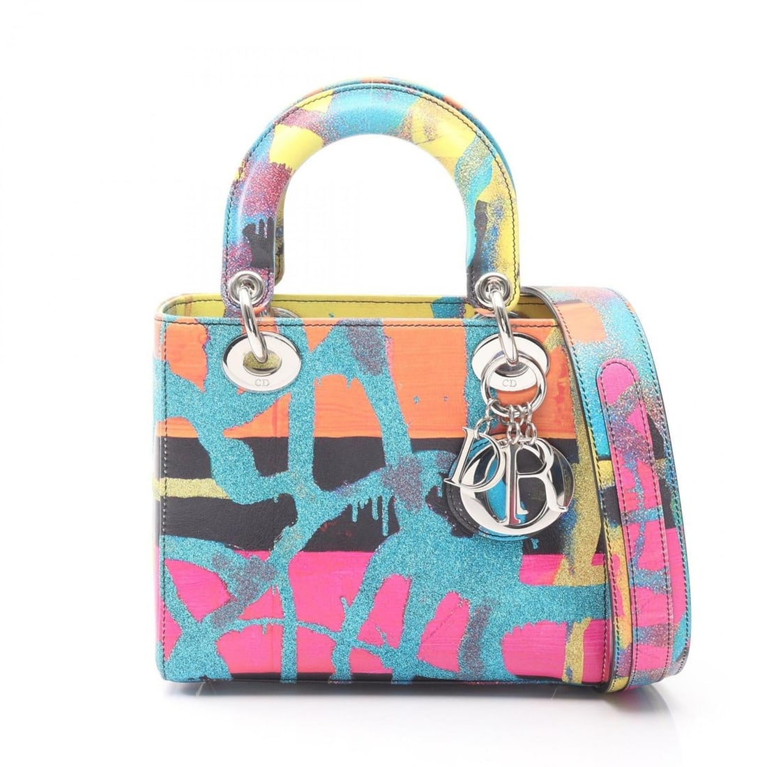 Christian Dior Dior Lady Small Christian x Chris Martin Handbag, Leather Glitter, Multicolor: --- Catalog ---Category: SizeSize (HxWxD): 17cm x 20cm x 8cm / 6.69'' x 7.87'' x 3.14''Category: DesignType: HandbagColor: Multi-colorGender: WomenMaterial: Leather Category: GeneralBrand: Christian D