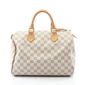 Louis Vuitton Speedy 30 Damier Azur Handbag, Coated Canvas and Leather, Women's, White, N41533