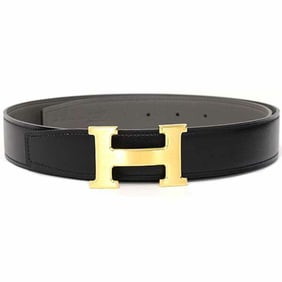 Hermes Belt Buckle H & Leather 32 Box Calf 135/Veau Togo Black/Etain W Stamp (Made in 2024) 90